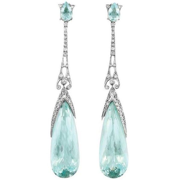 

dangle & chandelier korean fashion long blue water drop cz stone earrings for women pendientes mujer luxury crystal ear jewelry gift z5t042, Silver
