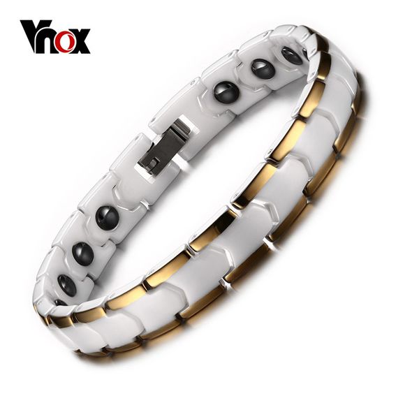 Vnox Relationship per donna Bracciale di allarme medico in ceramica Catena per mano sana