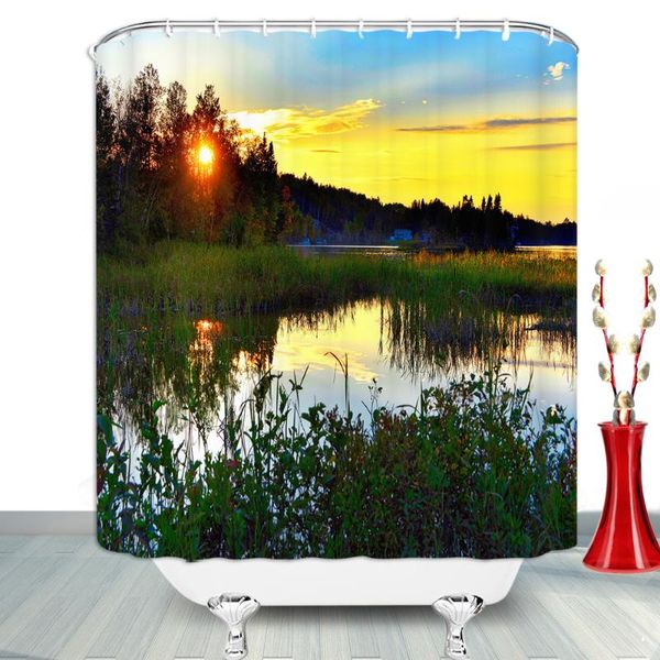 

shower curtains sunshine ocean grass trees field scenery natural landscape bathroom curtain home toilet decor products
