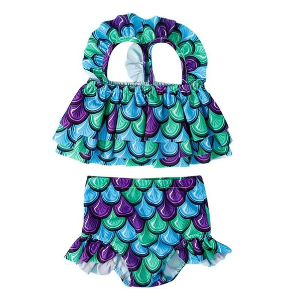 

european and american girls summer fashion print suspenders swimwear two-piece set, Black