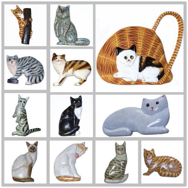 

fridge magnets hand painting wooden 3d cat handicraft magnetic refrigerator collection kids education decoration articles