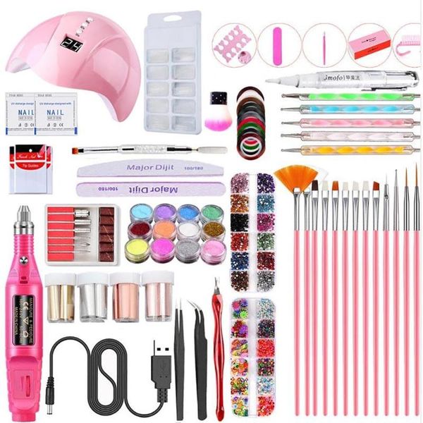 

nail art kits uv led lamp dryer usb polishing kit manicure brush sticker tools set