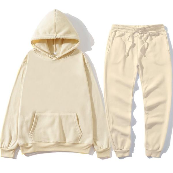 

men's hoodies & sweatshirts women solid color long sleeved hooded sweatshirt and pant jogging set casual winter warm tracksuit sport, Black