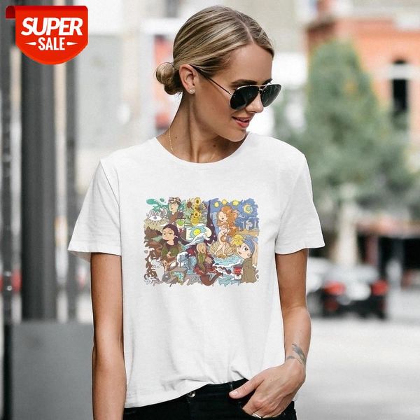 

sunfiz YF Printed Fashion Tees Arty Fartsy Famous Painting Van Gogh Picasso Da Vinci Mona Lisa Starry Night Printed Tee #eg9E, White