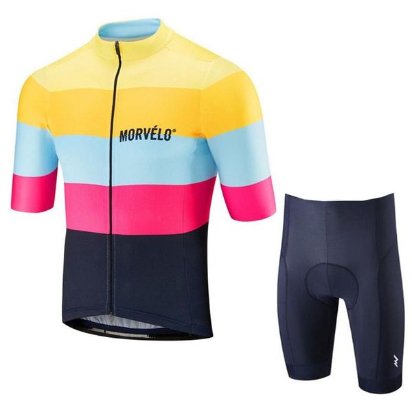 

racing sets cycling clothing mornelo men set bike breathable anti-uv bicycle wear/short sleeve jersey 2021, Black;blue