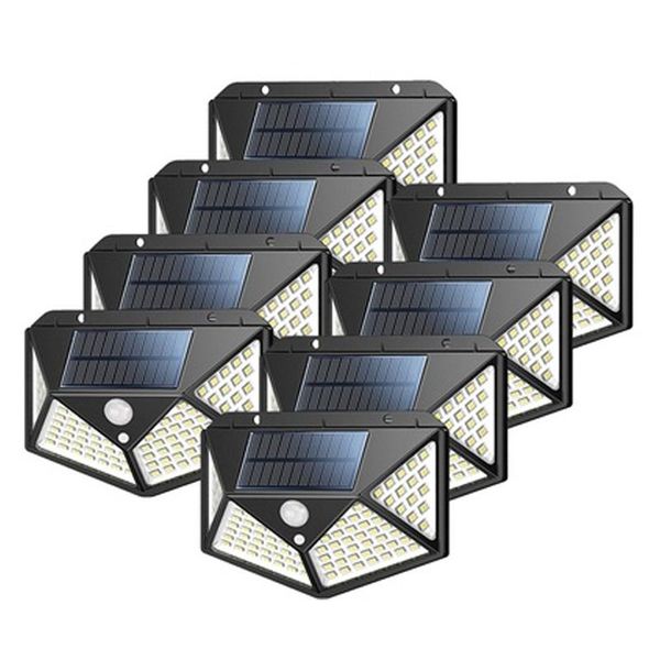 

8pcs 100 leds solar lights outdoor solar powered motion sensor lights outdoor wall light night light