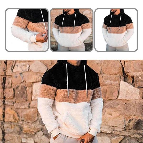 

men's sweaters chic color block men sweatshirt skin-friendly hooded outerwear, White;black