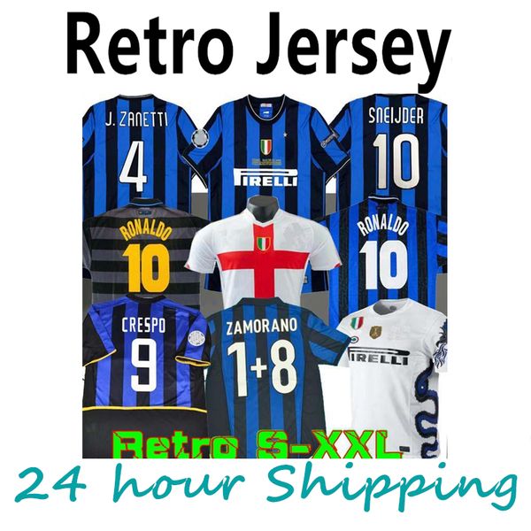 

retro jersey 2009 2010 milito sneijder zanetti soccer jersey pizarro men's shirt 1997 1998 97 98 99 djorkaeff baggio ronaldo inter 02 0, White;black