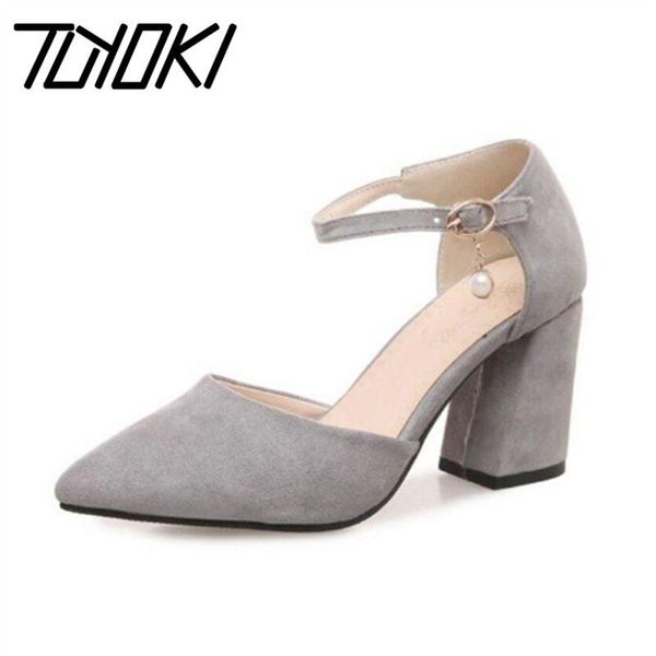 

dress shoes tuyoki 4 color plus size 32-46 women office sandals party pointed toe wedding summer woman square heel footwear, Black