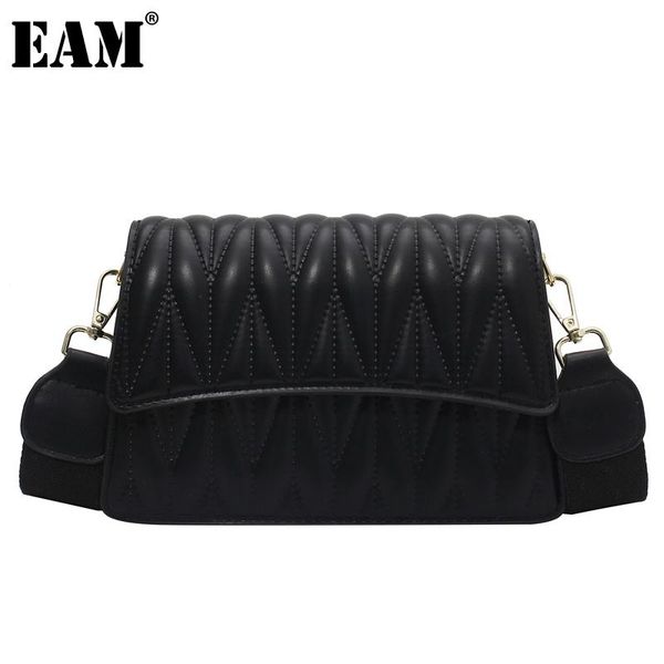 

shoulder bags [eam] women brief pu leather flap personality all-match crossbody bag fashion tide 2021 18a1387