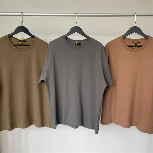 

2021 new kanye west t-shirt solid season 6 tee men women 1:1 slightly oversized short sleeve inside tag label m3x2, White;black