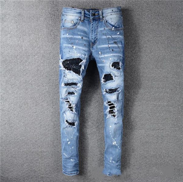 

designer mens jeans motocycle holesluxury denim men fashion streetwear men's clothing designer pants, Blue