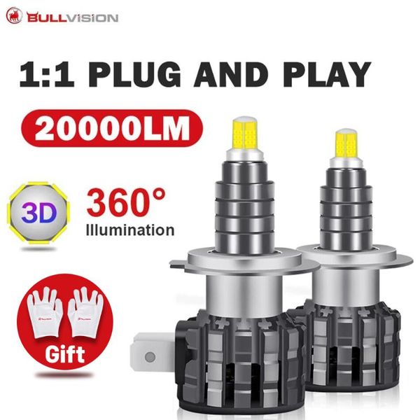 

car headlights mini h7 led 360 wireless small size headlight bulbs h1 9005 9006 h11 h4 lamps for auto 6000k 20000lm super bright plug and pl