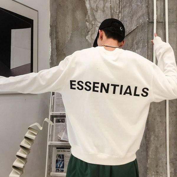 

autumn winter 2020 new round neck thickened sweater men's reflective letter street trend pullover men's fog sweater, Black