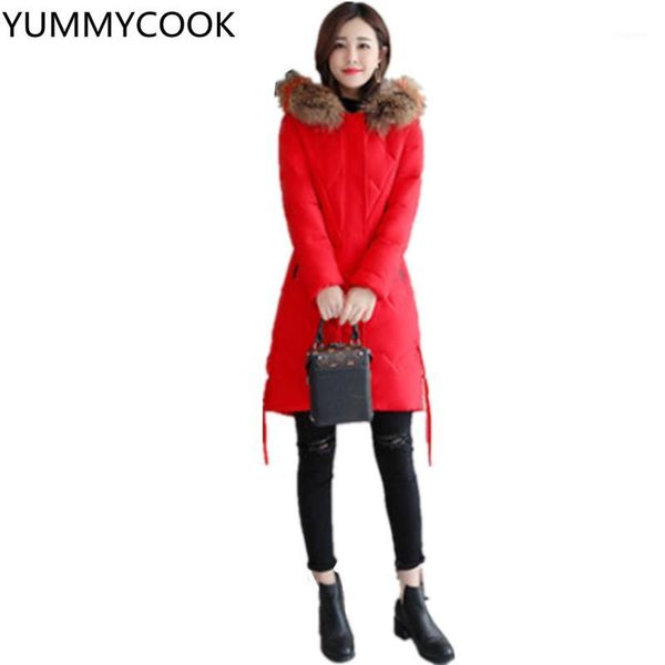 

winter women' jacket new large size medium long thickened hooded long sleeve slim cotton fashion solid color women's jacket f3491, Black