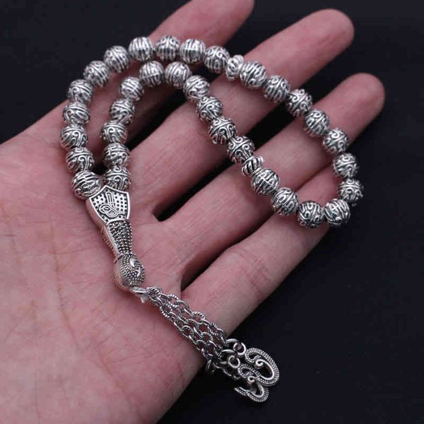 Osmanischer türkischer persischer Halbmond-Stern-Amulett-Gebet 33 Perlen Tasbih-Armbänder muslimischer Tasbih-Allah-Rosenkranz