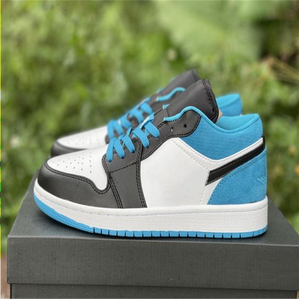 

authentic 1 low women laser blue university-blue shoes og with outdoor sports trainers sneakers box black-white original men us4-11 gufss