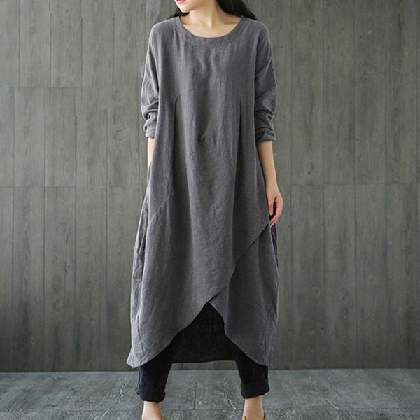 

maternity dresses long-sleeved dress loose women pregnancy clothes fall 2021, White