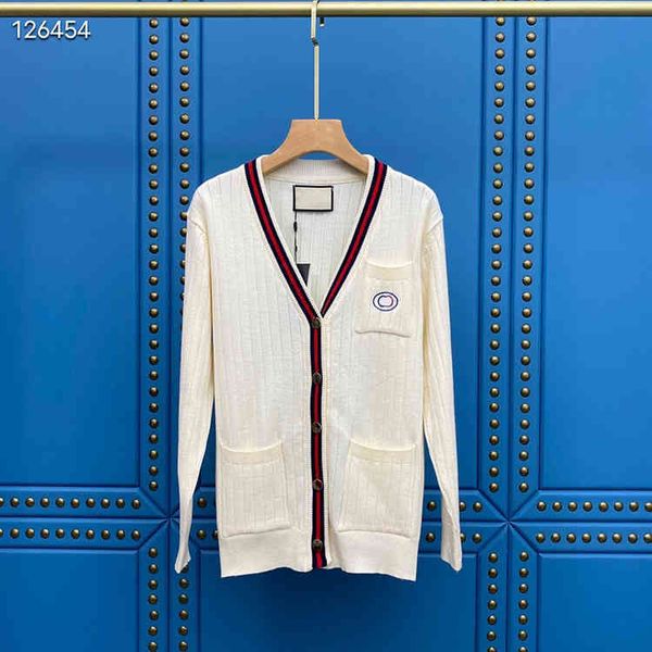

g21 summer chest embroidered letter v-neck knitted cardigan for women, White