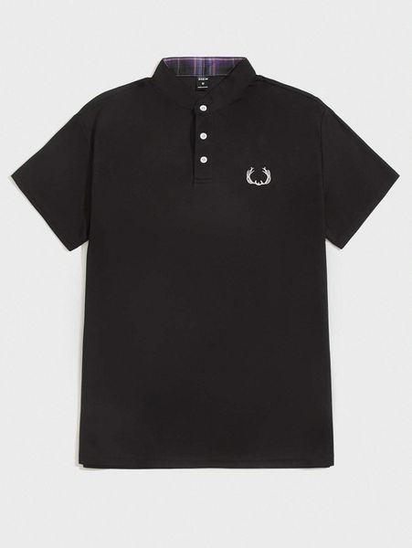 

men antler embroidered polo shirt s5ua#, White;black