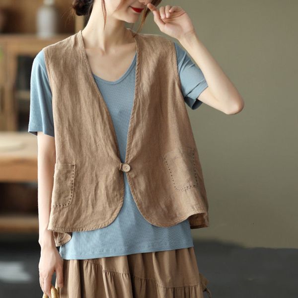 

women's vests female sleeveless vest, flax imitation hook and retro summer line, loose cardigan, jacket, fupt, Black;white