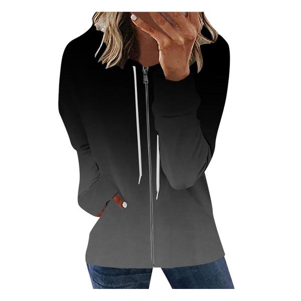 

women's hoodies & sweatshirts zip up women hooded vintage pockets oversized jacket coat autumn female y2k aesthetic long sleeve hoodie, Black