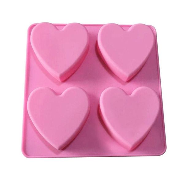 

craft tools 1pcs soap mold multi purpose heart shape reusable silicone diy baking kitchen supplies 4-cavity