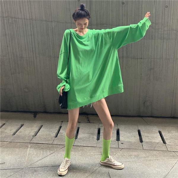 

women's t-shirt superaen 2021 fashion solid o neck loose full women, White