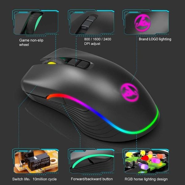 

mice x7 2.4ghz wireless gaming mouse rechargeable 2400dpi adjustable rgb gamer