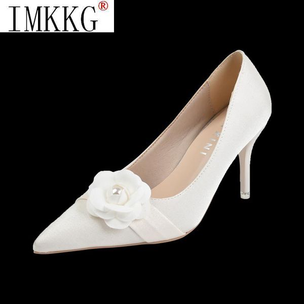 

dress shoes pointed pumps natural pu leather for women all season flower floral office party high heels woman, Black