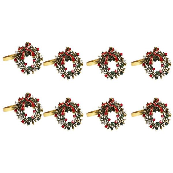 

8 pack wreath napkin rings for wedding,christmas,thanksgiving and home kitchen for casual or formal