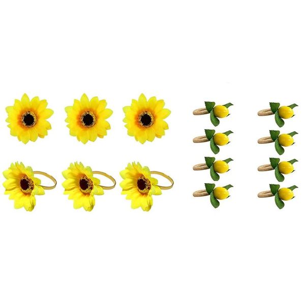 

napkin rings 6pcs sunflower rings, for table parties with 8pcs simulation plant ring fruit el