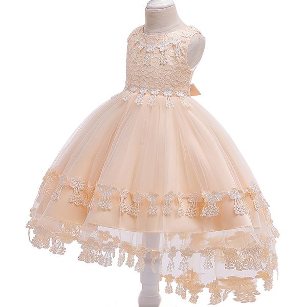 

girlseucharist exchange the first tail embroidered dress for party banquet girl eucharist attended princess evening dress, White;pink