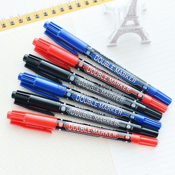 Textmarker 5 teile/los MG Marker Stift Schwarz/Blau/Rot Doppel Zehen Extra Feine Spitze Öl Tinte Liner E-marker Sicher Schule Büro Liefert MG2130