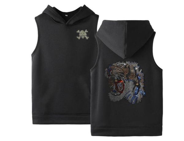 

new fitness vest men's hoodie fashion hoodie casual sportswear summer hoodie, Black