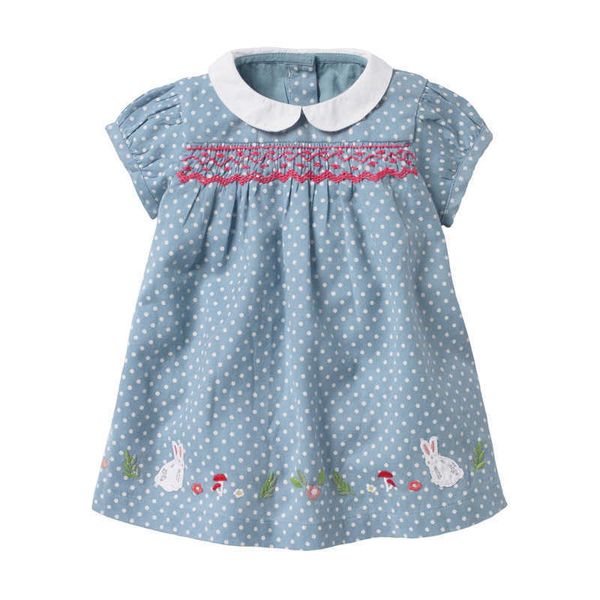 Little maven Dress Summer Baby Girls Dress Rabbit Applique Abbigliamento per bambini Abito di marca Abiti per bambini in cotone a maniche corte 210908