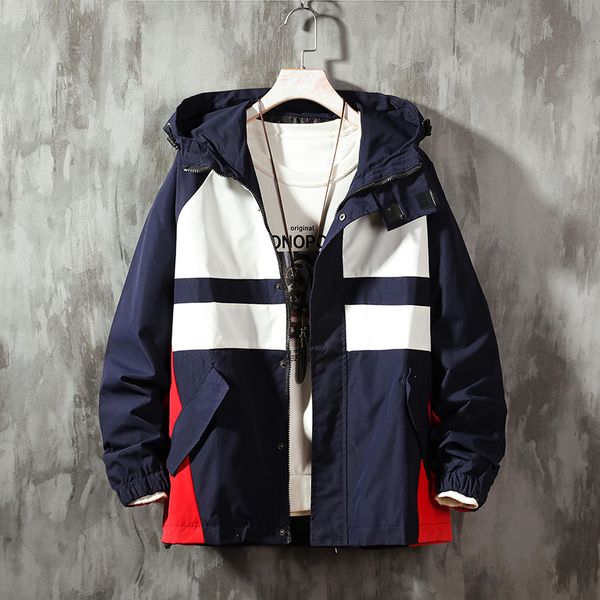 

new 2021 fashion casual men's patchwork men hooded windbreaker couple spring jacket 08sq ou5o, Black;brown