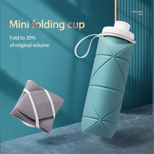 

water bottle dropoutdoor foldable cold travel storage box silicone can circulating cup with running rope