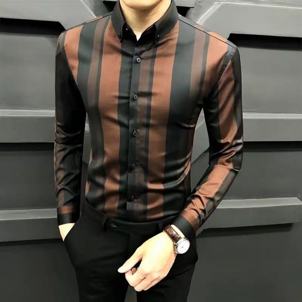 

men's casual shirts striped shirt with long sleeves, casual slim fit for men, , o73h, White;black