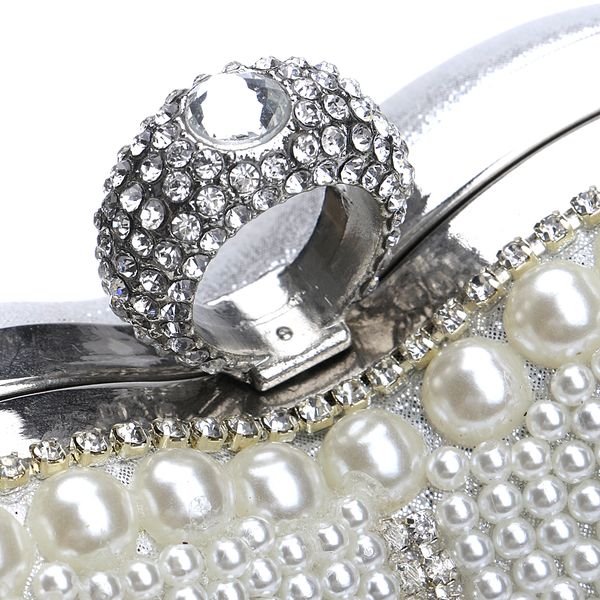

heart tassel rhinestones women evening bags imitation pearl ladys handle evening bag finger ring diamonds small clutches