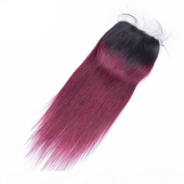

human hair bundles with silk base closure straight 8a grade unprocessed malaysian virgin hair weaves with 99j silk lace closure 4*4 inch, Black;brown