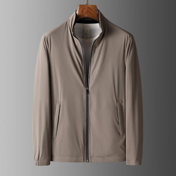 

men's jackets jsbdcontrast color zipper classic high-end quality fall fleece ironing resistant long sleeve stand collar casual jack, Black;brown