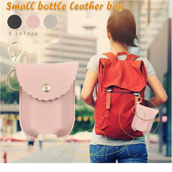 

2pcs empty travel bottle and keychain holder travel bottle empty hand sanitizer bottles container leather c jllfxg
