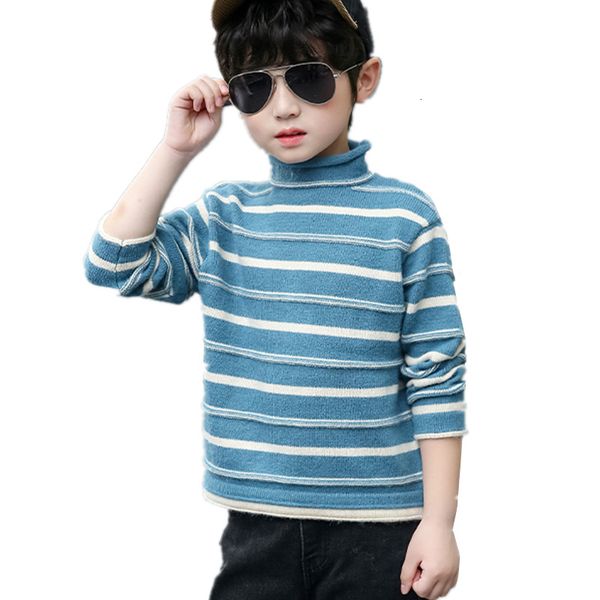 

2021 new casual boy cotton knit clothes for spring sweater striped children boy's mesh age 4-13 pgn8, Blue