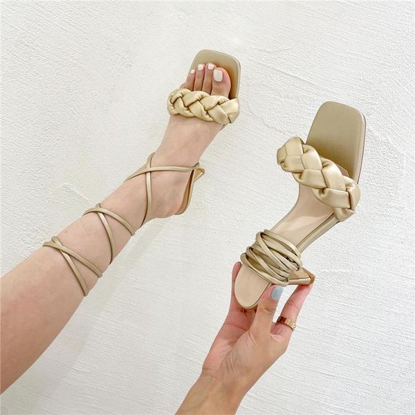 

sandals 2021 summer fashion design weave women transparent strange high heels ladies open toe shoes, Black