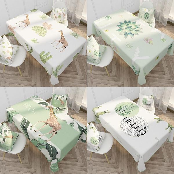 

new waterproof tablecloth plant giraff rectangular stain table cloth oilcloth party dining table cover for home and kitchen 0035