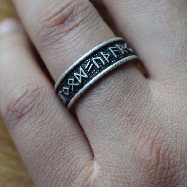

cluster rings sanlan viking celtics nordic norse jewelry elder futhark rune ring with full size, Golden;silver