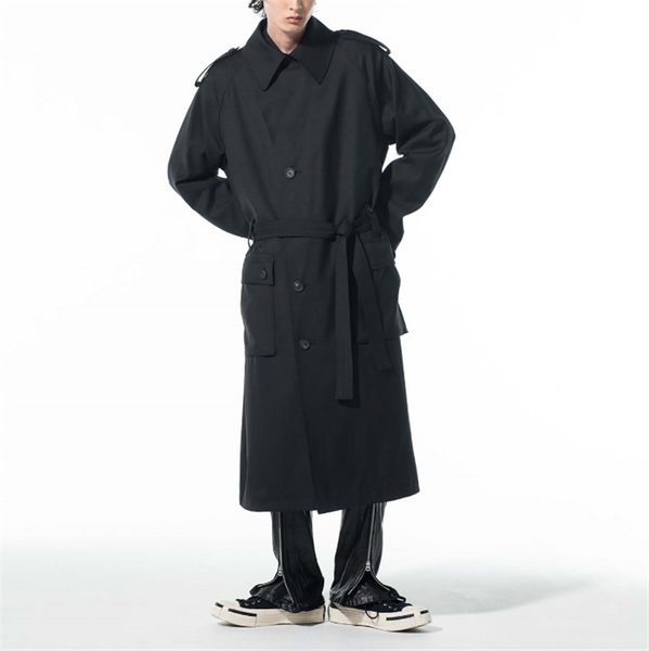 

men's trench coats windbreaker autumn loose youth knee fashion long coat sleeve leisure thin solid color top, Tan;black