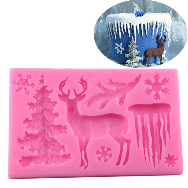 

cake tools 3d christmas decor mold silicone snowflake xmas tree reindeer sugarcraft fondant decorating mould baking