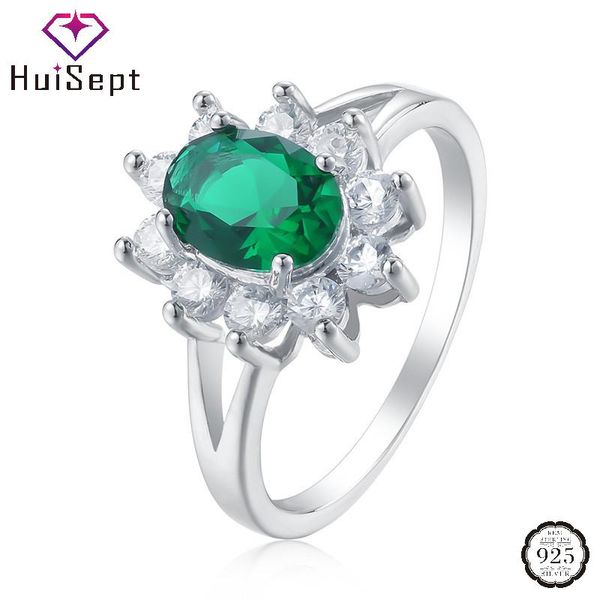 

cluster rings huisept ring 925 silver jewelry with zircon gemstone finger fashion accessories for wedding promise party gift wholesale, Golden;silver